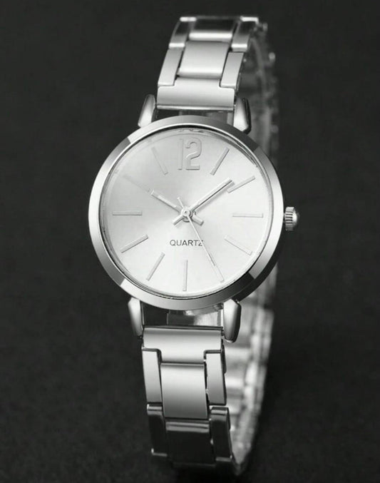 Women's Stainless Steel Minimalist Small Dial Quartz Wristwatch and Bracelet